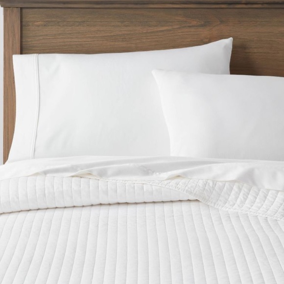 Threshold Bedding Fullqueen Washed Cotton Sateen Quilt White